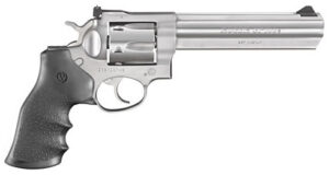 Ruger GP100 .357 Magnum 6-inch Satin Stainless revolver with Hogue Monogrip