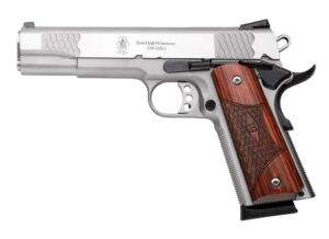 Smith & Wesson SW1911 E-Series 108482 .45 ACP 5-inch stainless pistol with wood laminate grips