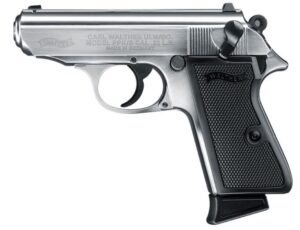 Walther PPK/S .22 LR nickel pistol 3.3 inch threaded barrel black checkered grips