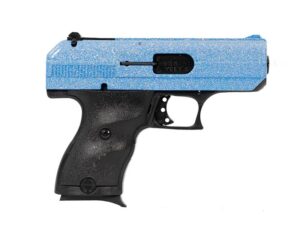 Hi-Point C-9 9mm pistol with blue sparkle slide and black polymer frame