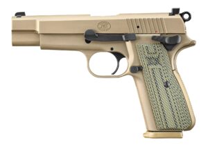 FN High Power 9mm pistol 4.7-inch barrel Flat Dark Earth with olive G10 grips
