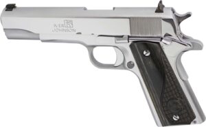 Iver Johnson 1911A138CHRW 1911 A1 Government .38 Super 5 inch chrome with black wood grips