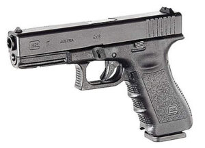 Glock 17 Gen3 9mm 4.49in full-size pistol, matte black, includes two 17-round magazines