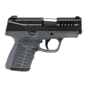 Savage Stance Grey 9mm micro-compact handgun with grey grip and stainless slide