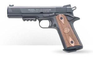 Chiappa 1911-22 Custom .22 LR 5 inch blued pistol with walnut grips and fiber optic sights