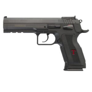 Tanfoglio Stock III TFSTOCK3P9 9mm full-size pistol, black polymer frame and serrated slide