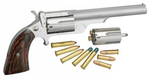 North American Arms Ranger II 4-inch ribbed stainless mini-revolver with rosewood boot grip