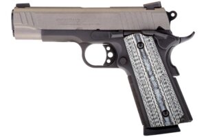 Taurus 1911 Commander .45 ACP two-tone Tungsten Gray Cerakote slide with gray VZ grips