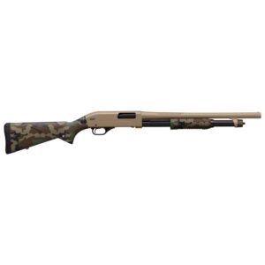 Winchester SXP Defender 12ga 18in Woodland FDE pump-action shotgun with TruGlo fiber-optic front sight