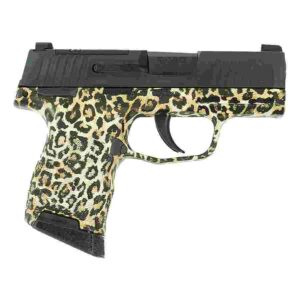 Sig Sauer P365 Leopard Print 9mm optic-ready handgun right-side view