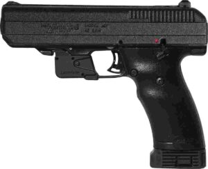 Hi Point 40 S&W 4.5-inch pistol with LaserLyte trigger-guard laser and black polymer frame