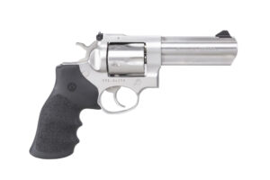 Ruger GP100 4.2-inch satin stainless revolver (.357 Magnum) with Hogue black Monogrip