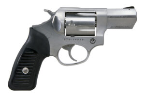 Ruger SP101 satin stainless revolver with 2.25 inch barrel and black rubber grips, 5-shot
