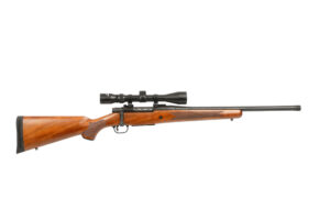 Mossberg Patriot 400 Legend 20 inch walnut stock scoped bolt-action rifle