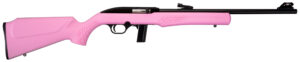 Rossi RS22 .22 LR 18-inch rifle with pink Monte Carlo synthetic stock and fiber optic sights