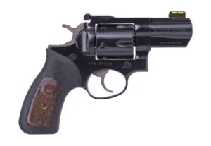 Ruger GP100 blued revolver MFG#1790 with adjustable rear sight and green HiViz front