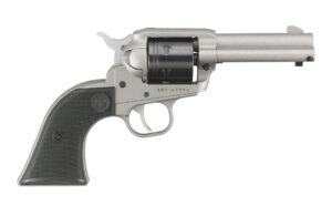 Ruger Wrangler 2053 .22 LR 3.75 inch Silver Cerakote revolver with checkered synthetic grips