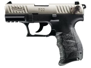 Walther P22Q .22 LR pistol two-tone nickel slide black polymer frame 3.42in threaded barrel 10rd