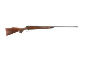 Weatherby 307 Adventure SD .270 Weatherby Mag rifle with fancy walnut stock and black Cerakote fluted threaded barrel