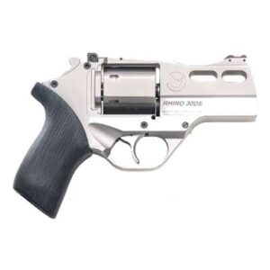 Chiappa Rhino 30DS .357 Magnum 3-inch nickel revolver with black rubber grips and fiber optic sights