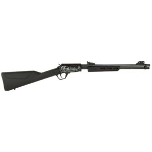 Rossi Gallery .22LR 18-inch pump-action rifle with black synthetic stock and engraved turkey receiver