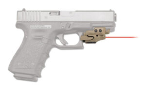 Crimson Trace CMR-201 RailMaster universal red laser in tan mounted on Picatinny rail