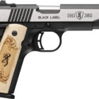 Browning 1911-380 Black Label pistol with maple medallion grips