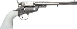 Cimarron 1851 Richards-Mason Wild Bill Hickok .38 Special 7.5" nickel engraved revolver with polymer ivory grips
