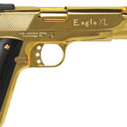 Iver Johnson Eagle XL Ported .45 ACP 6 inch 24K gold plated pistol with black wood grips