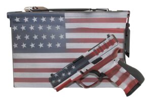 Citadel Centurion CP9 9mm 4 inch barrel USA Flag Cerakote pistol with ammo can