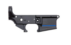 Spikes Tactical Thin Blue Line AR-15 lower receiver black color-filled finish