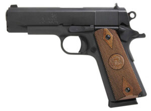 Iver Johnson Falcon Commander .45 ACP pistol, matte blued finish, checkered walnut grips