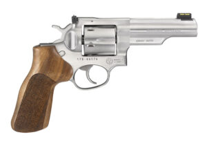 Ruger GP100 Match Champion 10mm 4.2 in Satin Stainless revolver with Hogue hardwood grips