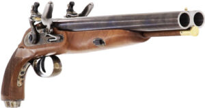 Pedersoli Howdah Hunter flint-lock 20ga 11.25in pistol with wood stock and case-colored finish