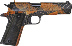 Iver Johnson 1911A1 BOA .45 ACP 5in snakeskin finish pistol with black wood grips
