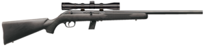 Savage 64 FVXP .22 LR semi-auto rifle with black synthetic stock and mounted scope