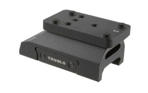 TRUGLO TGTG8977B universal micro red dot riser mounted on a Picatinny rail, black finish