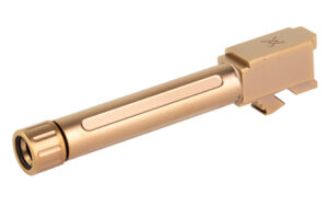 True Precision threaded Glock 19 pistol barrel with Copper Titanium Nitride finish