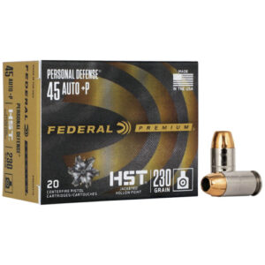 PERSONAL DEFENSE AMMUNITION - 45 AUTO +P, 230 GR, HST JHP, 950 FPS, 20/BX