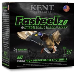 FASTEEL 2.0 PRECISION PLATED STEEL SHOTSHELLS - 12 GA, 3-1/2", 1-3/8OZ, 2 SHOT, 1550 FPS, 25/BX