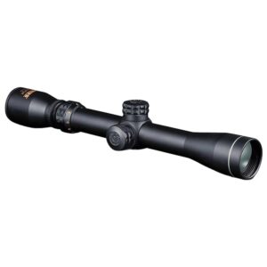 Konus KonusPro 550 4-12x44 rifle scope in engraved ballistic black showing objective lens