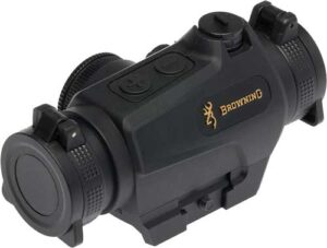 Browning red dot sight with low Picatinny rail mount and flip-up lens covers