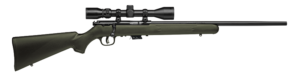 Savage Mark II FXP .22 LR rifle, 21-inch blued barrel, OD green synthetic stock, mounted 3-9x40 scope