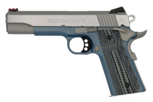 Colt 1911 Competition pistol 9mm with 5-inch National Match barrel, blue titanium frame and stainless slide