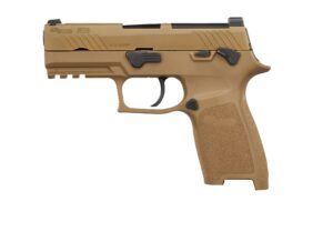 SIG Sauer M18 9mm Coyote PVD 3.9in pistol with three 10-round magazines