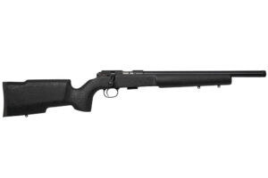 CZ 457 Pro Varmint .22 LR rifle with black laminate stock and threaded barrel