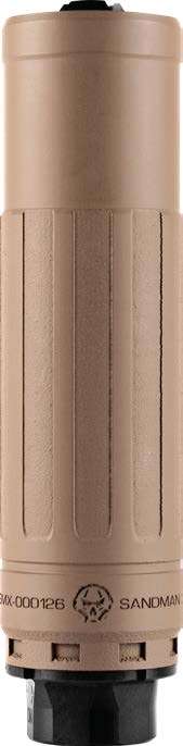 Dead Air Sandman X Xeno 5/8-24 FDE suppressor front and side views