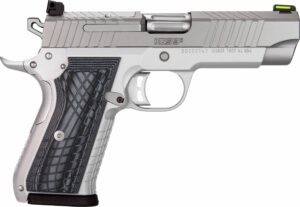 Kimber KDS9c 9mm KimPro Silver stainless pistol with G10 crosshatch grips and fiber optic front sight