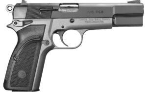EAA Girsan MCP35 9mm two-tone pistol with matte stainless frame and black serrated slide