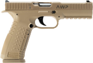 Arsenal Strike One 9mm pistol in desert tan with 5-inch barrel and 17-round magazine